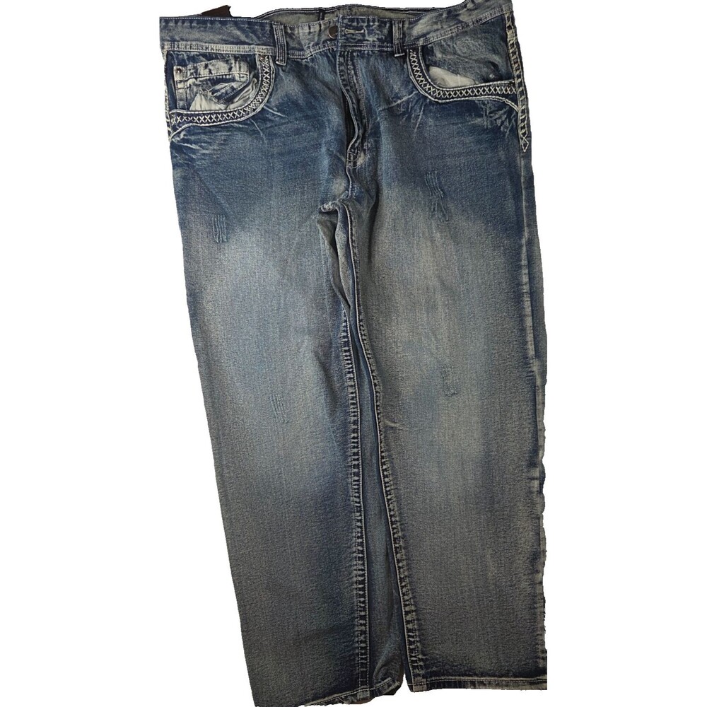 GS115 Bleeker Slim Fit Jeans Men's Size 46 Light Wash Distressed Denim